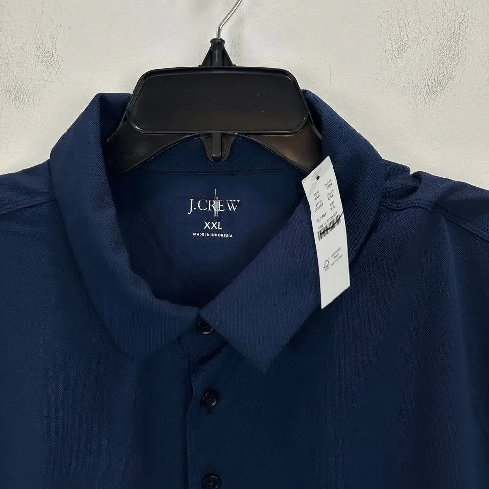 J.Crew Performance Pique Polo Shirt Mens Evening Sky Classic Fit Navy XXL NWT